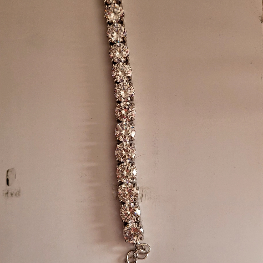 Park Lane Silver Crystal Tennis Bracelet - Clear Stones